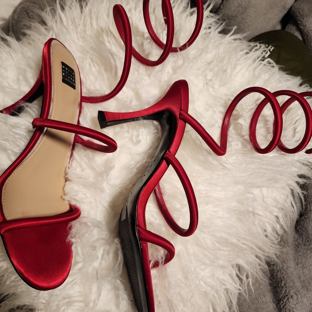 White House Black Market Red Strappy Heels - Picture 2 of 4